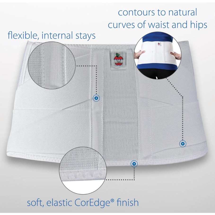 Core Products Elastic Criss Cross Back Support Brace - White, Large